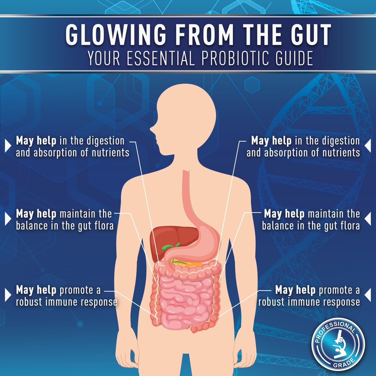 Premium Probiotic Supplement with 60 Billion CFU, Organic Prebiotics, and Digestive Enzymes
