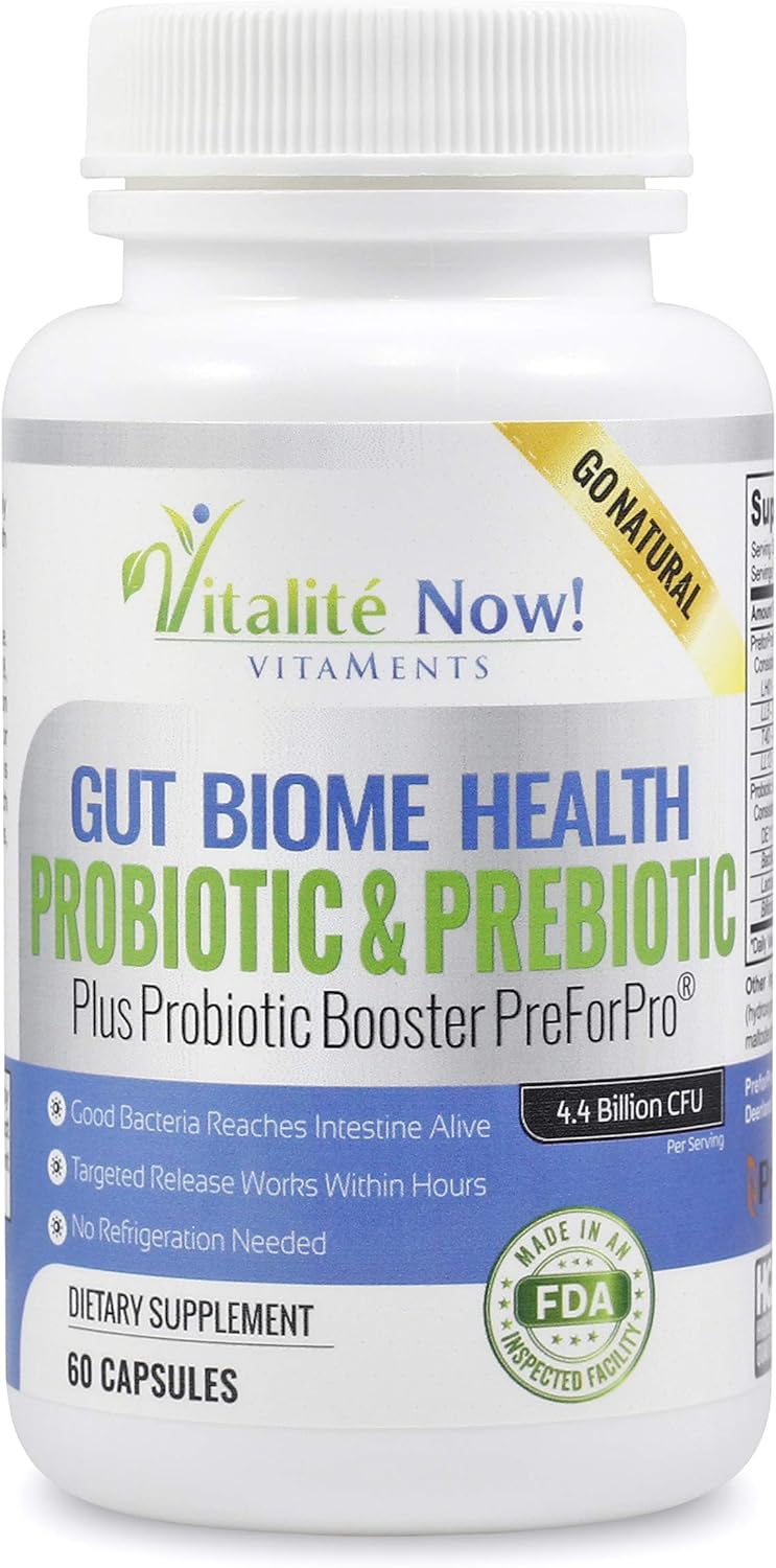 Premium Probiotic with Ultimate Prebiotic for Gut Health - 4.4 Billion CFU - Women & Men - Bacillus Subtilis - No Refrigeration Needed