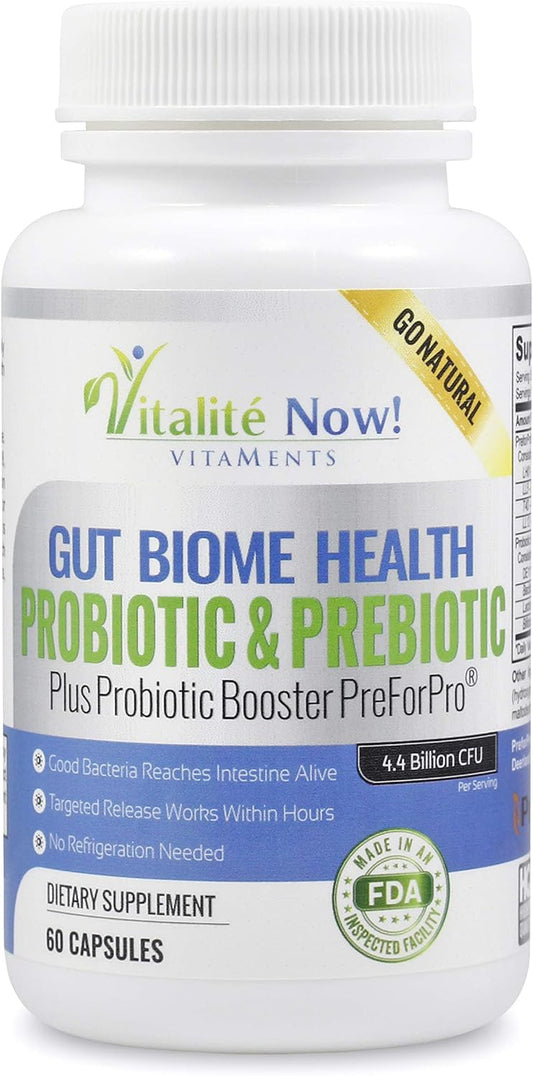 Premium Probiotic with Ultimate Prebiotic for Gut Health - 4.4 Billion CFU - Women & Men - Bacillus Subtilis - No Refrigeration Needed