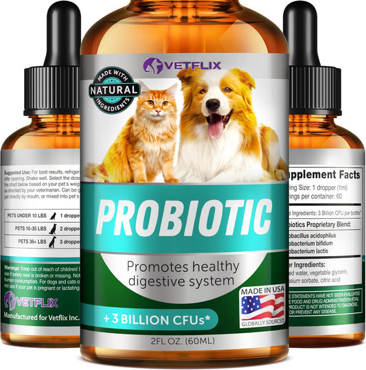 Premium Probiotics for Dogs & Cats with Digestive Enzymes & Prebiotics - Relieves Diarrhea, Vomiting, Gas, & Bad Breath - Supports Healthy Digestion