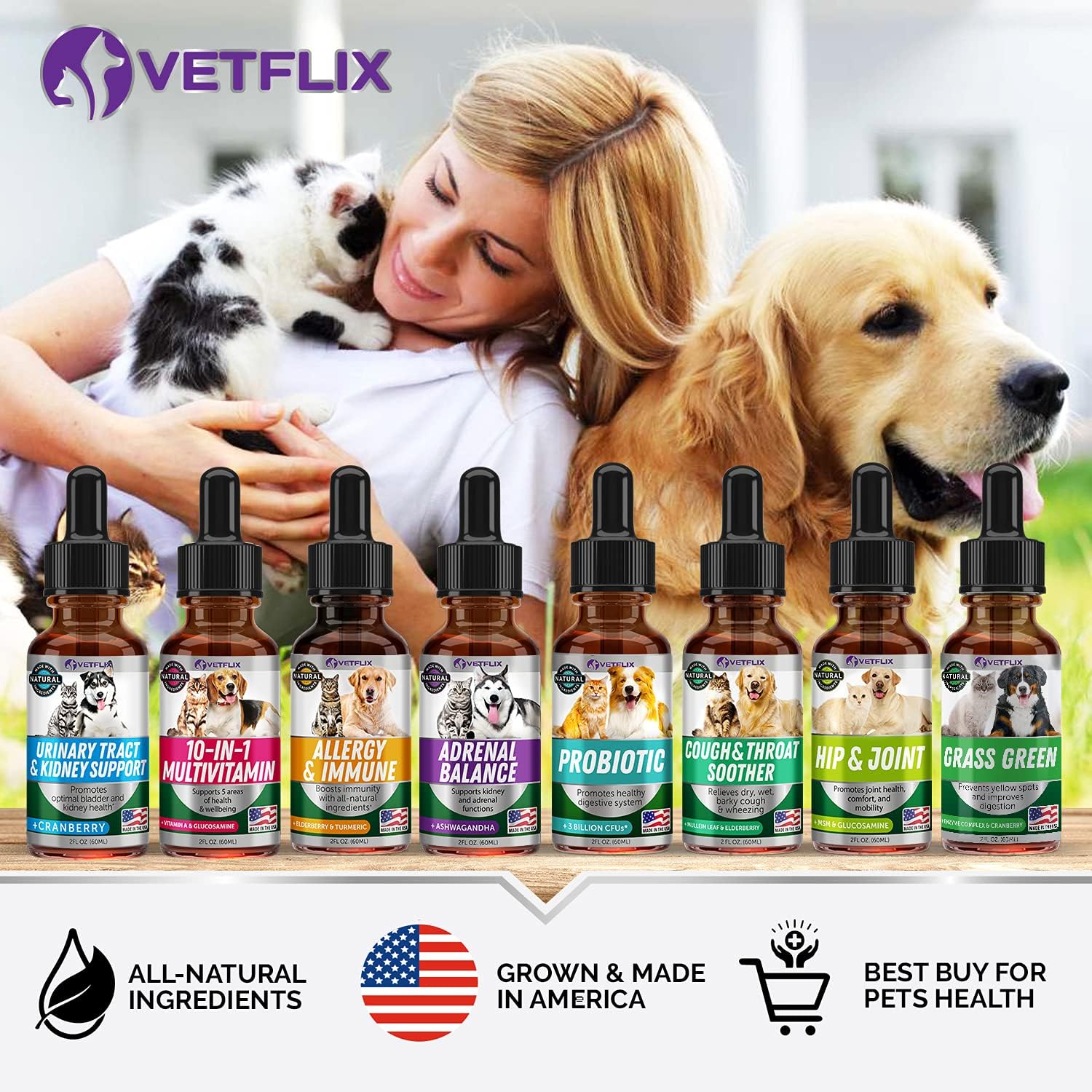 Premium Probiotics for Dogs & Cats with Digestive Enzymes & Prebiotics - Relieves Diarrhea, Vomiting, Gas, & Bad Breath - Supports Healthy Digestion