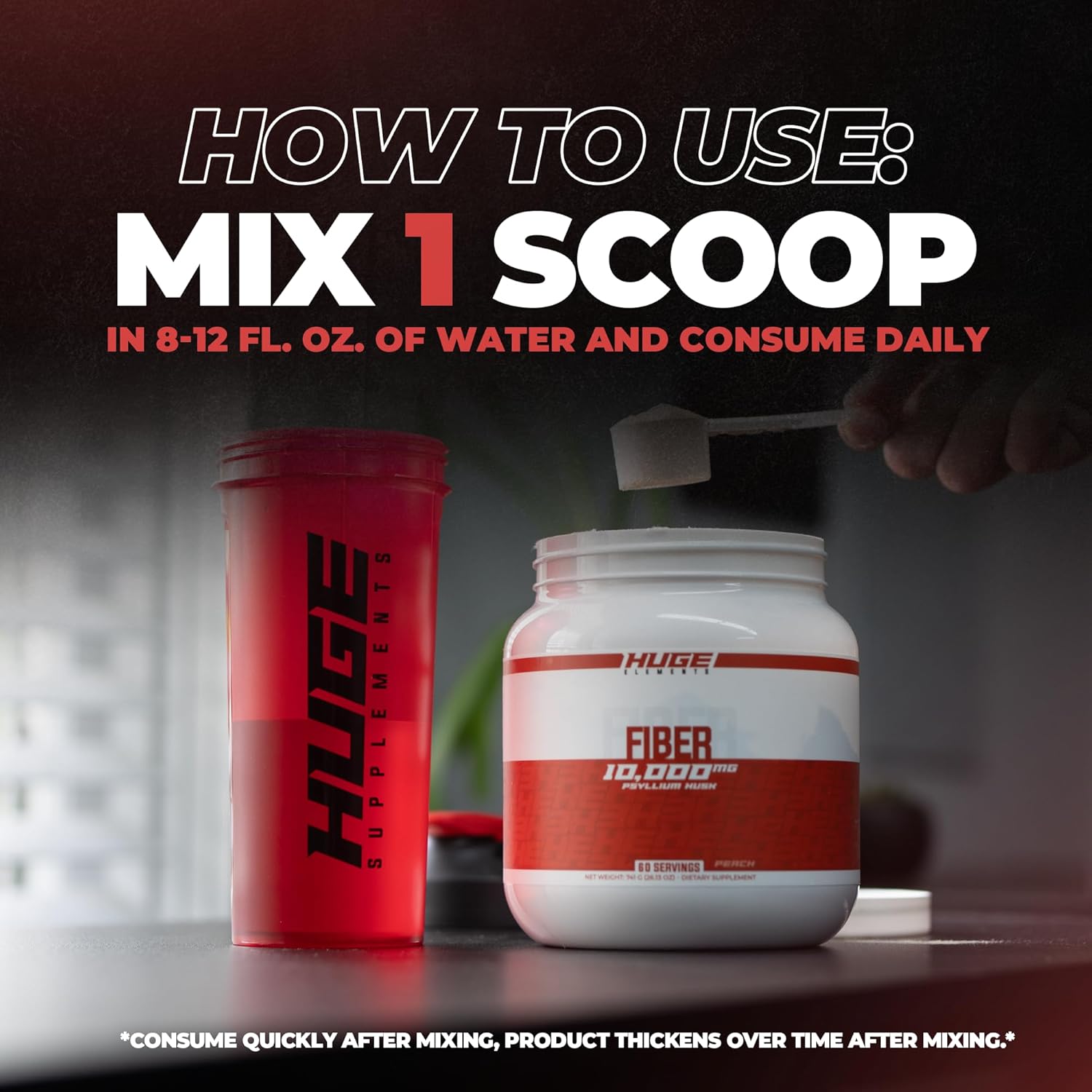 Premium Psyllium Husk Powder Fiber Supplement, 10g for Digestive Health, Natural Prebiotic with Delicious Strawberry Flavor - 60 Servings