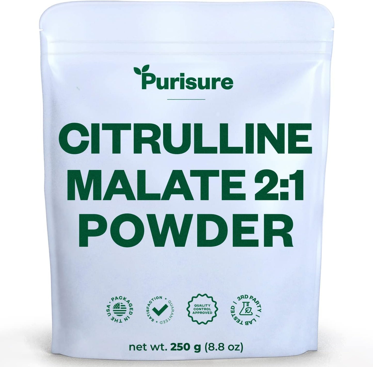 Premium Purisure L-Citrulline Malate Powder 250g - Boost Strength, Performance, Energy - Pre-Workout Supplement for Muscle Pumps and Recovery - 83 Servings