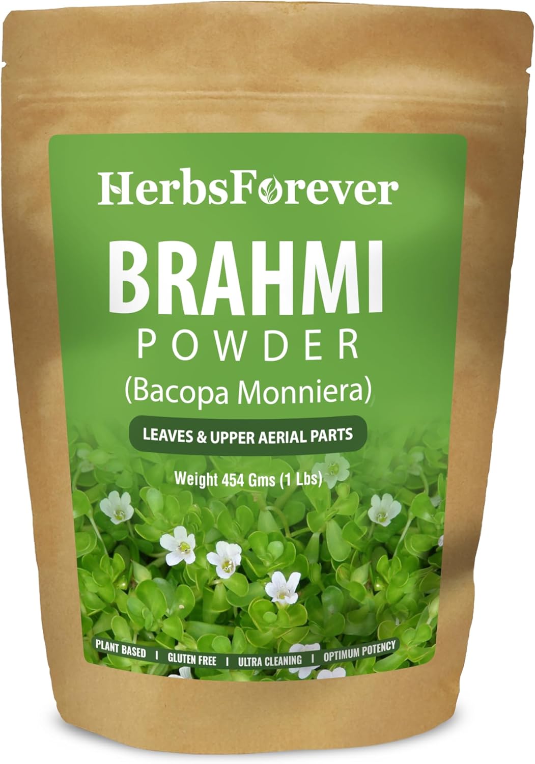 Premium Quality 100% Pure Bacopa Monnieri Powder - 454gms - Non-GMO, Vegan, Gluten-Free - Supports Wellness - Herbsforever