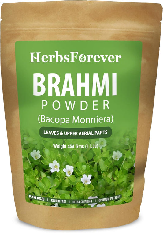 Premium Quality 100% Pure Bacopa Monnieri Powder - 454gms - Non-GMO, Vegan, Gluten-Free - Supports Wellness - Herbsforever