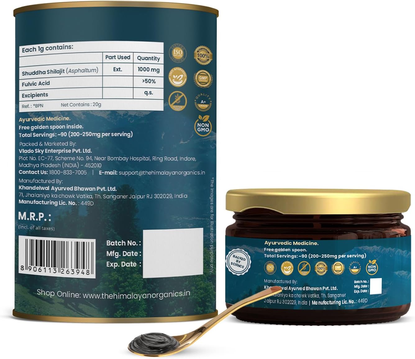 Premium Quality Himalayan Organics 100% Pure Shilajit Resin for Enhanced Performance and Overall Wellbeing - 20g