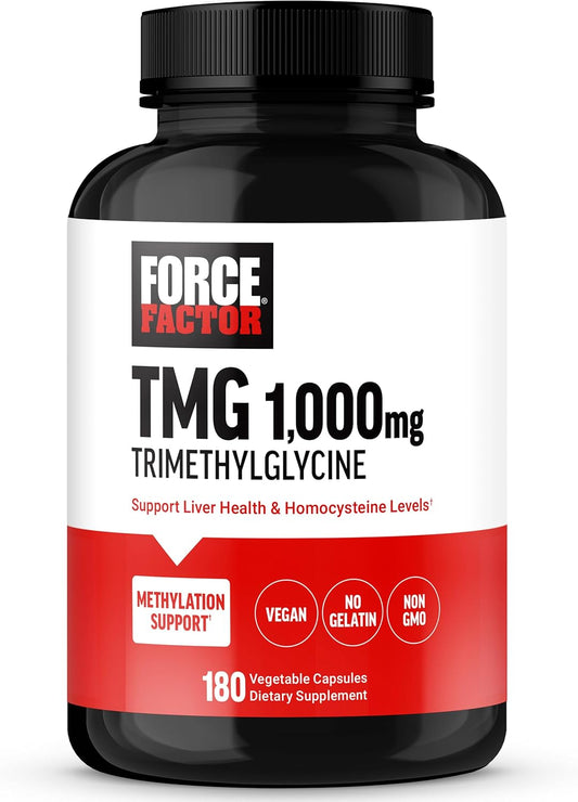 Premium Quality Non-GMO TMG Betaine Supplement for Liver Health Support - 180 Capsules, Vegan-Friendly with Healthy Homocysteine Levels & Methylation Boost
