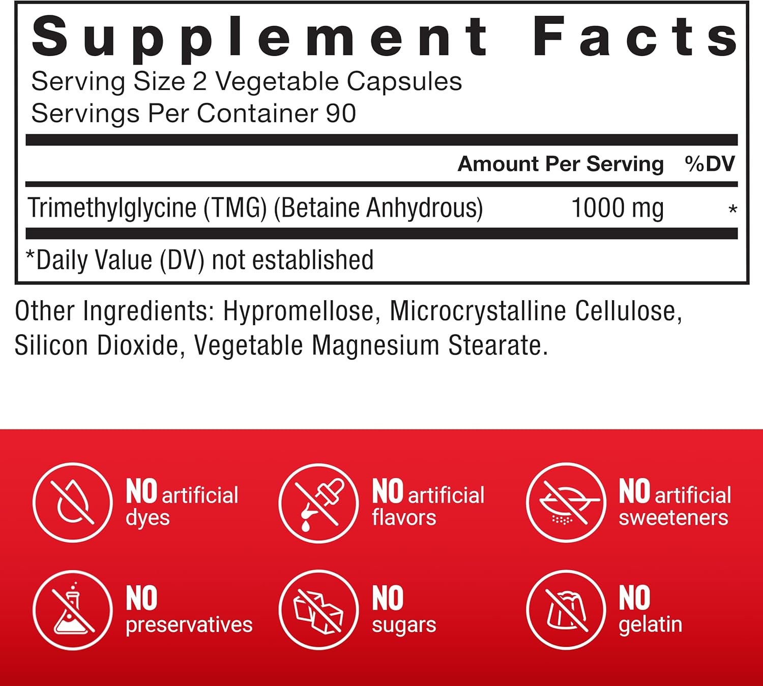 Premium Quality Non-GMO TMG Betaine Supplement for Liver Health Support - 180 Capsules, Vegan-Friendly with Healthy Homocysteine Levels & Methylation Boost