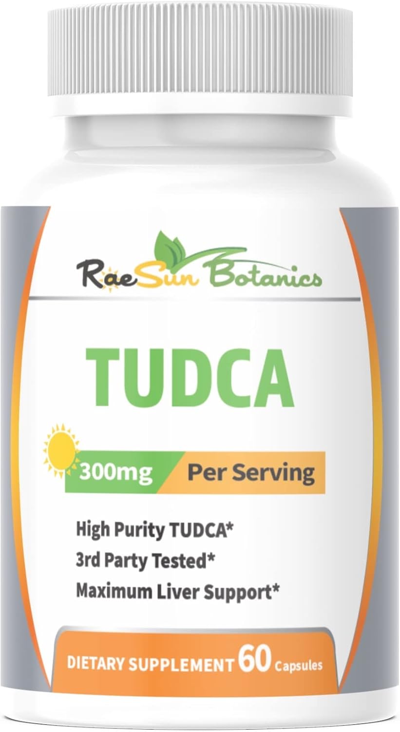 Premium Quality RaeSun Botanics TUDCA (Tauroursodeoxycholic Acid) 300mg Capsules - 60 Count for Maximum Liver Support - 3rd Party Tested