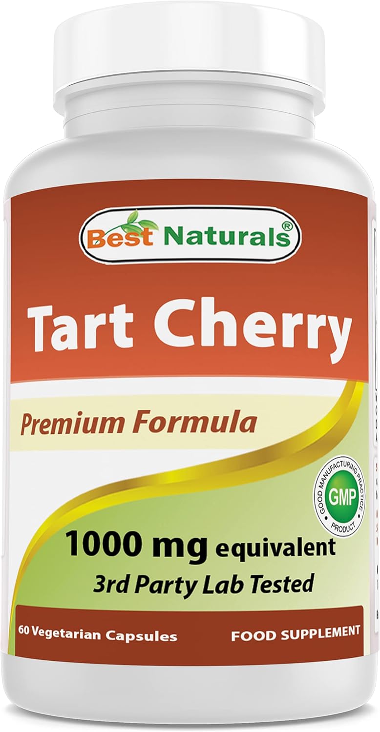 Premium Quality Tart Cherry Extract 1000mg - 60 Vegetarian Capsules by Best Naturals