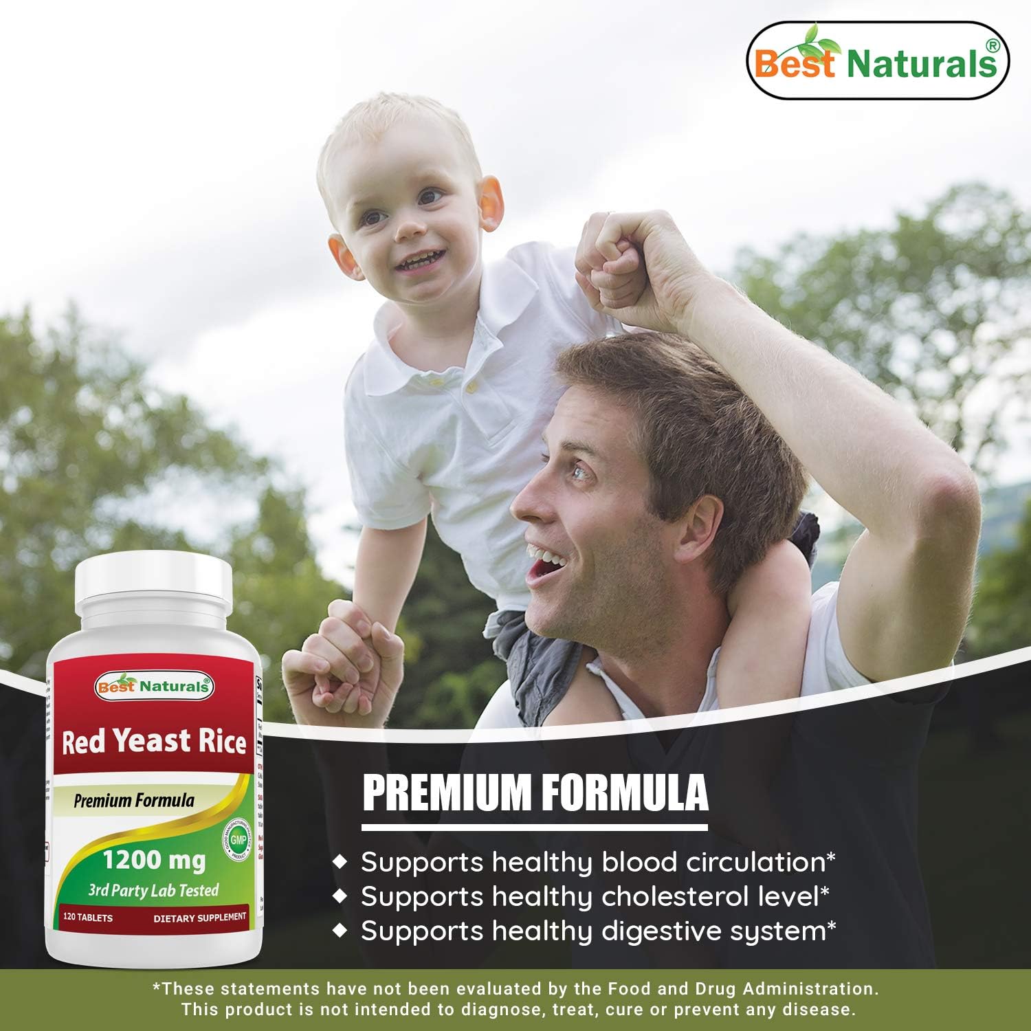 Premium Red Yeast Rice Cholesterol Support with High-Potency Vitamin B12 - 1200mg & 6000mcg - Natural Heart Health Supplement