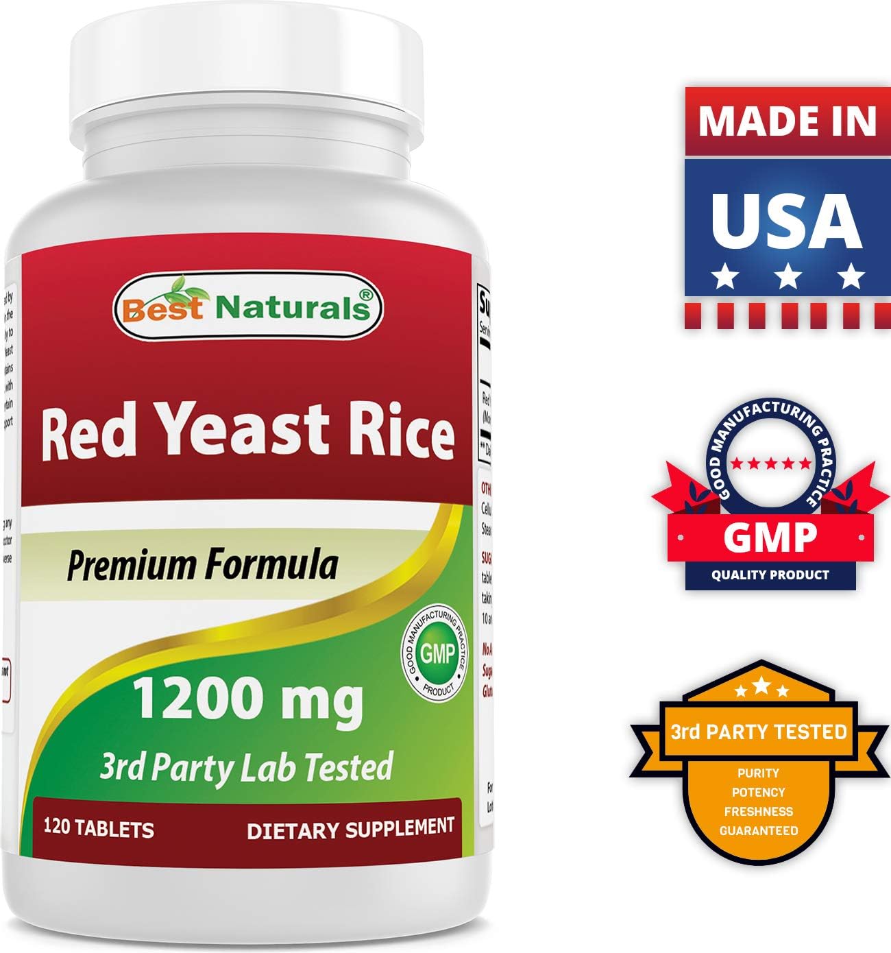 Premium Red Yeast Rice Cholesterol Support with High-Potency Vitamin B12 - 1200mg & 6000mcg - Natural Heart Health Supplement