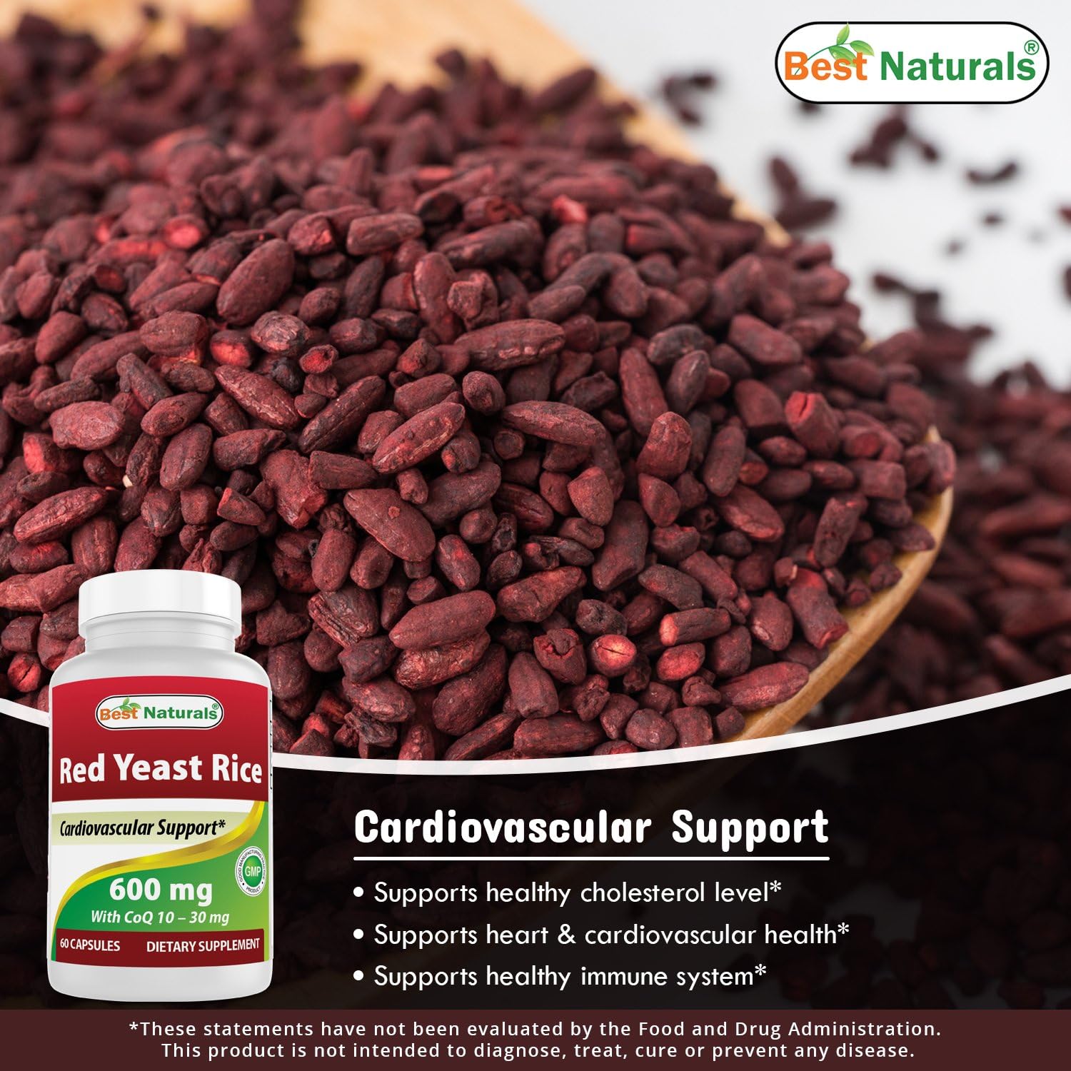 Premium Red Yeast Rice with COQ10, Turmeric Curcumin & Bioperine - 1500mg/Serving