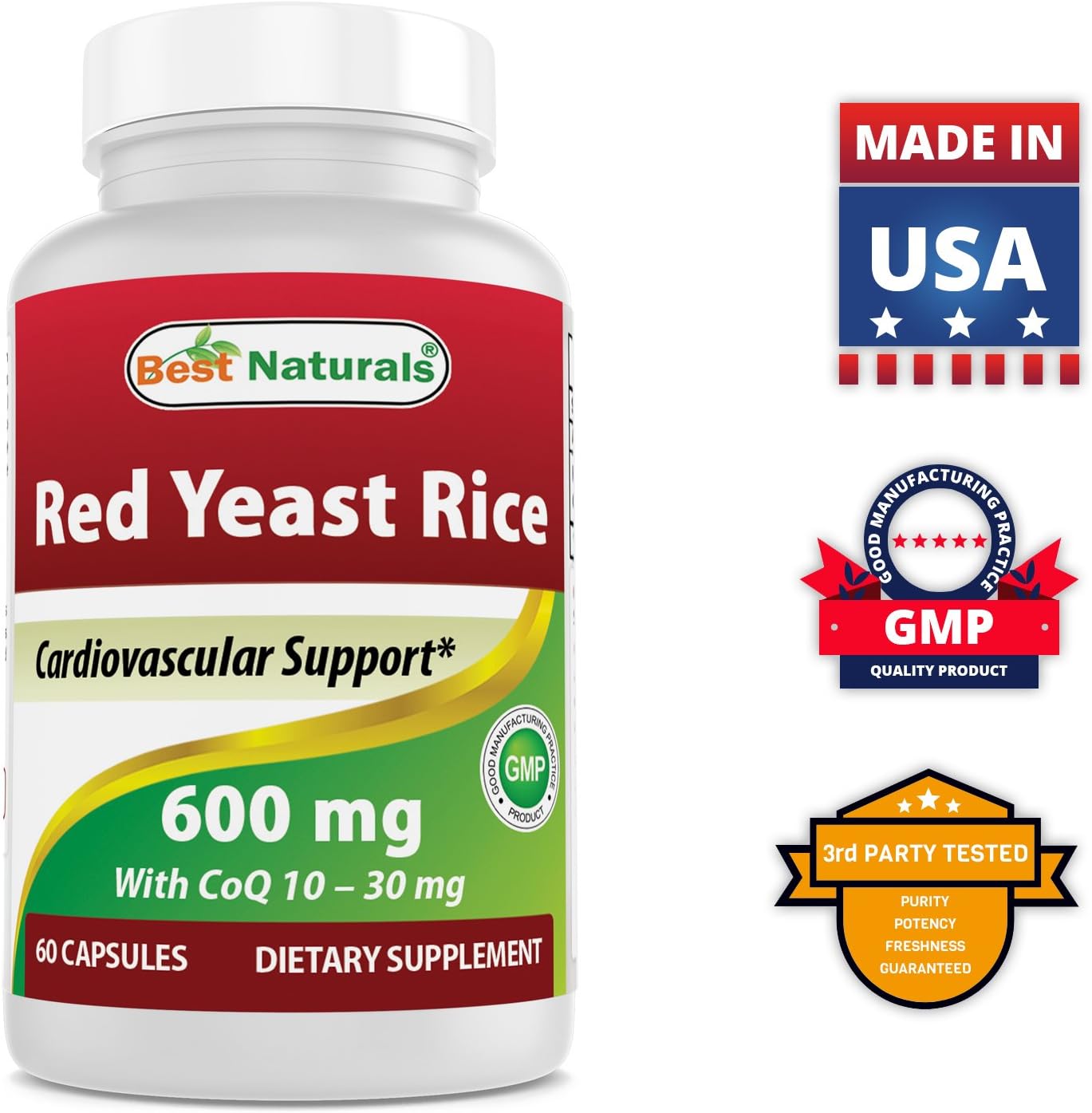 Premium Red Yeast Rice with COQ10, Turmeric Curcumin & Bioperine - 1500mg/Serving