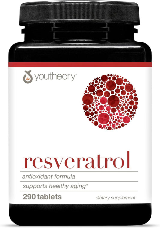 Premium Resveratrol Antioxidant Supplement with Super-Fruit Blend - Contains ResVida - 290 Tablets, Dairy, Soy & Gluten Free Formula by Youtheory