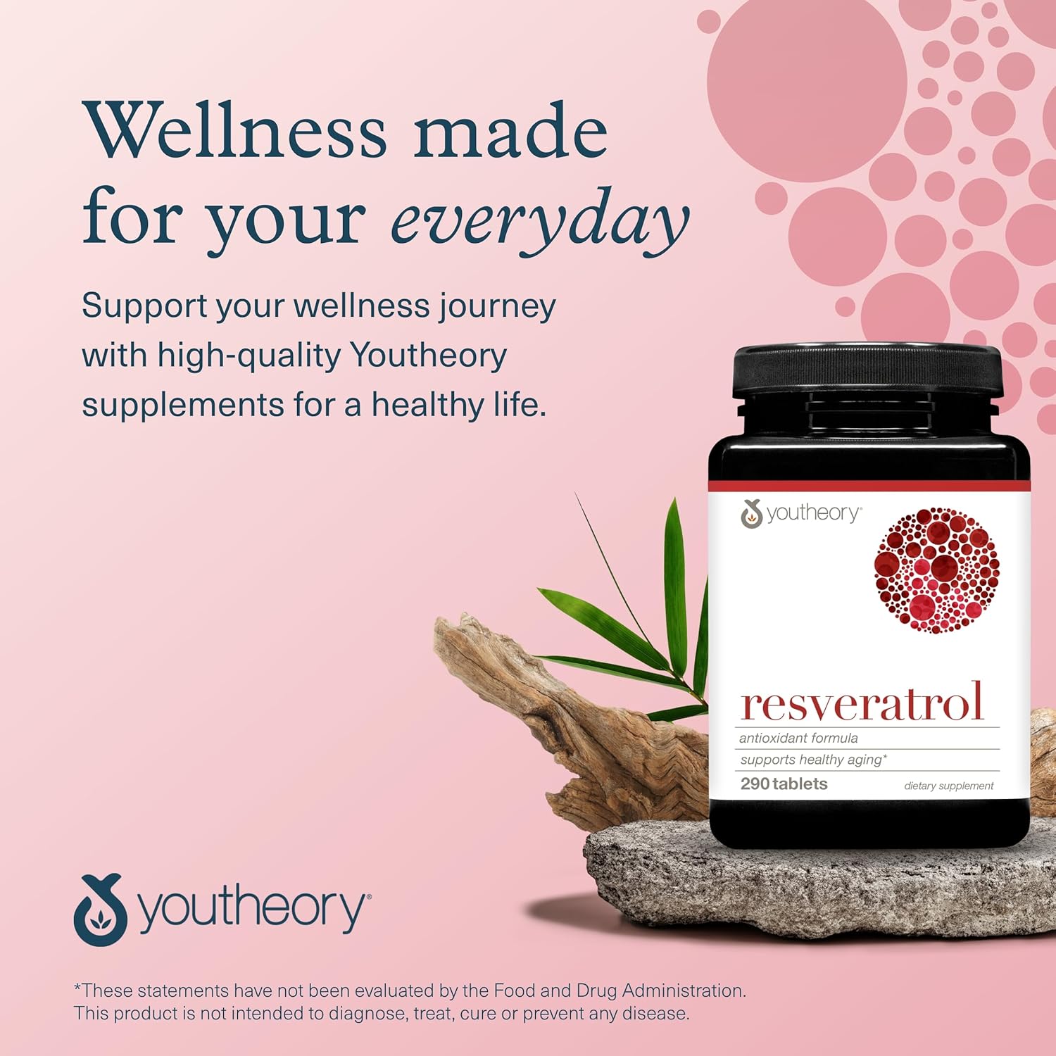 Premium Resveratrol Antioxidant Supplement with Super-Fruit Blend - Contains ResVida - 290 Tablets, Dairy, Soy & Gluten Free Formula by Youtheory