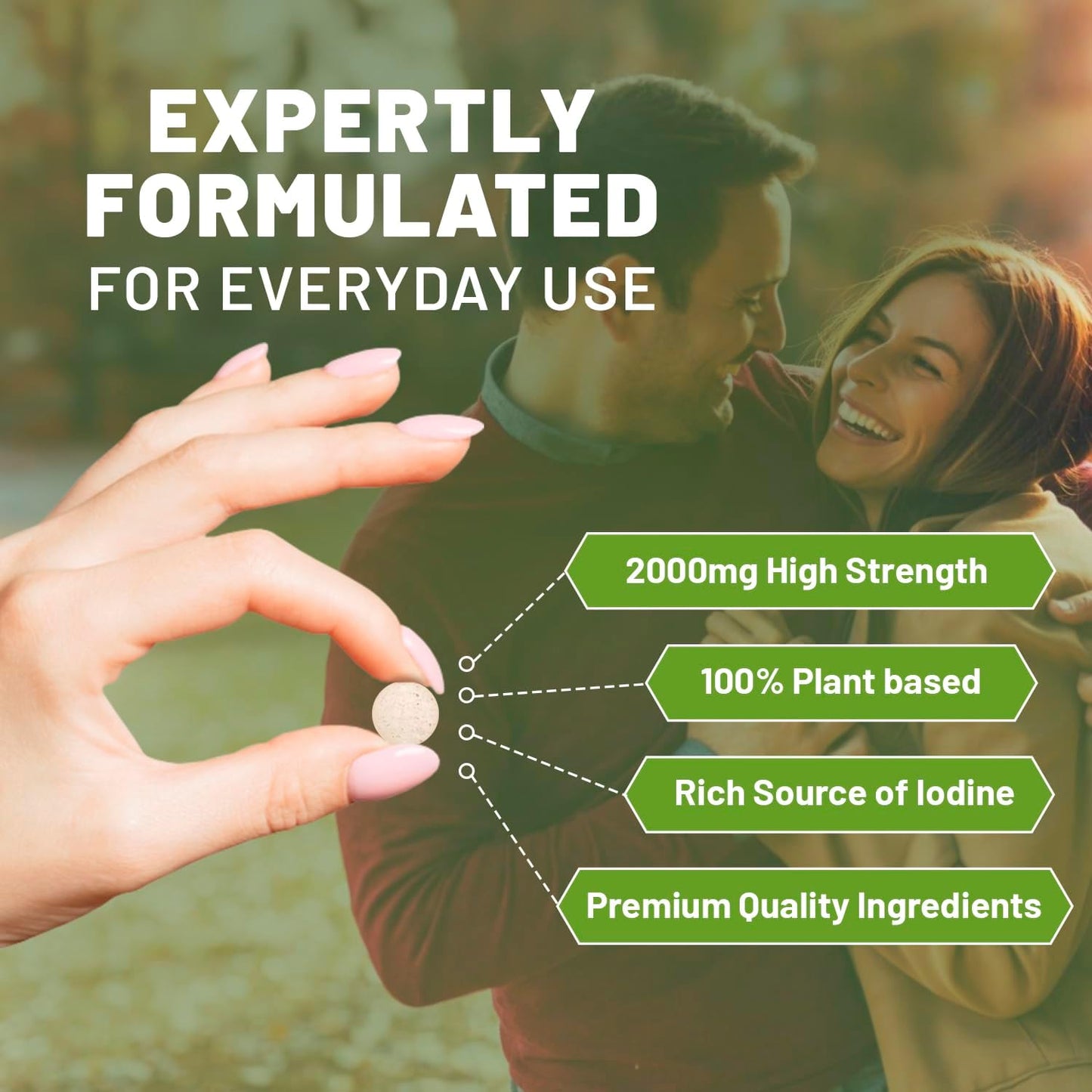 Premium Sea Kelp 2000mg Vegan Tablets - Natural Iodine Source - 200 Tablets - Made in UK by Prowise