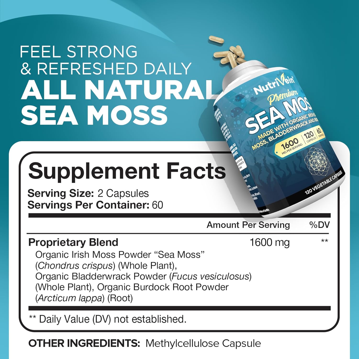 Premium Sea Moss and Resveratrol Capsules Bundle for Digestion, Vitality, & Repair: High-Absorption Supplement for Overall Wellness