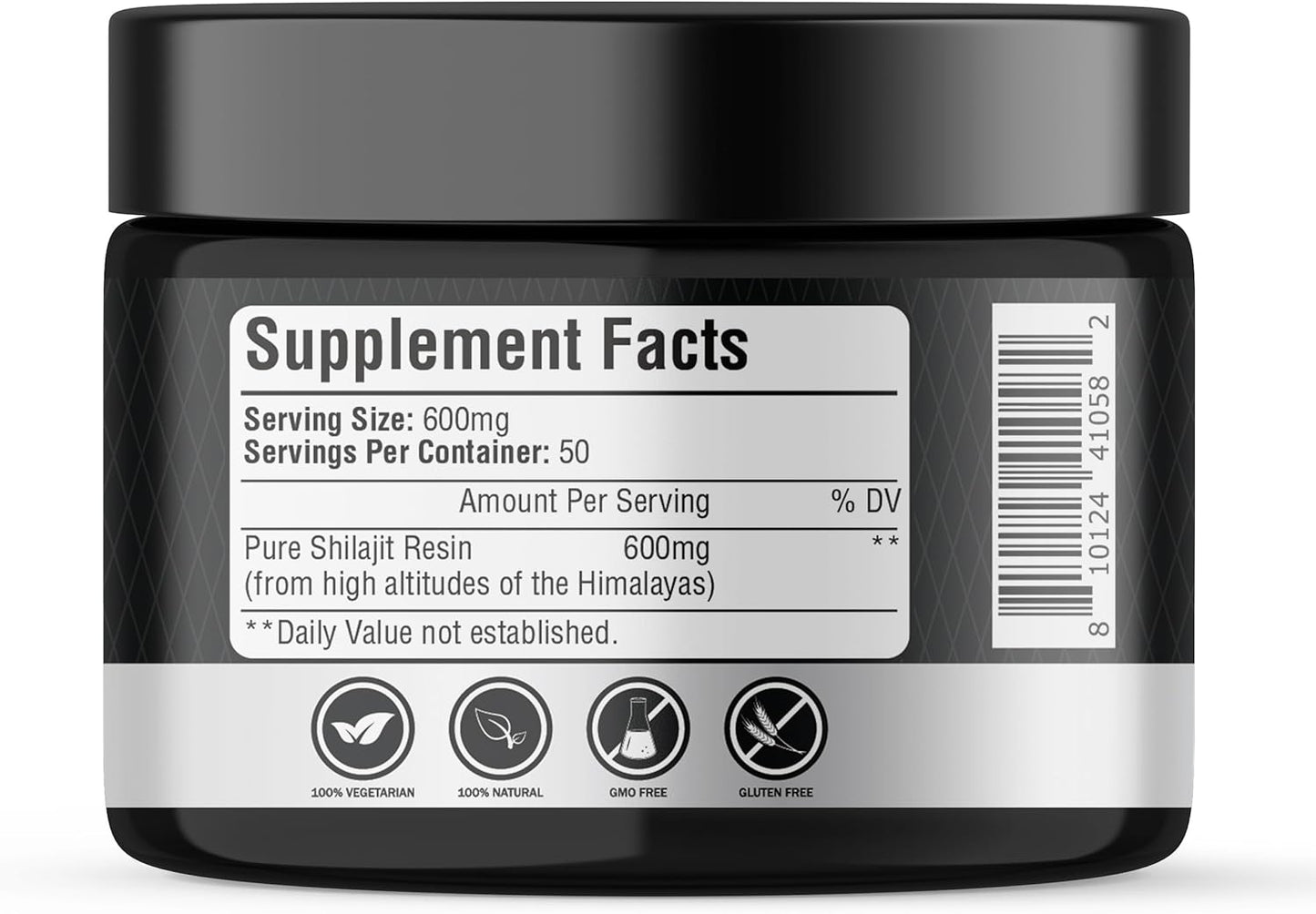 Premium Shilajit Resin Supplement with 100+ Trace Minerals - 600mg Per Serving, Fulvic & Humic Acids for Brain Health, Antioxidant, Energy, Overall Wellness - 50 Servings