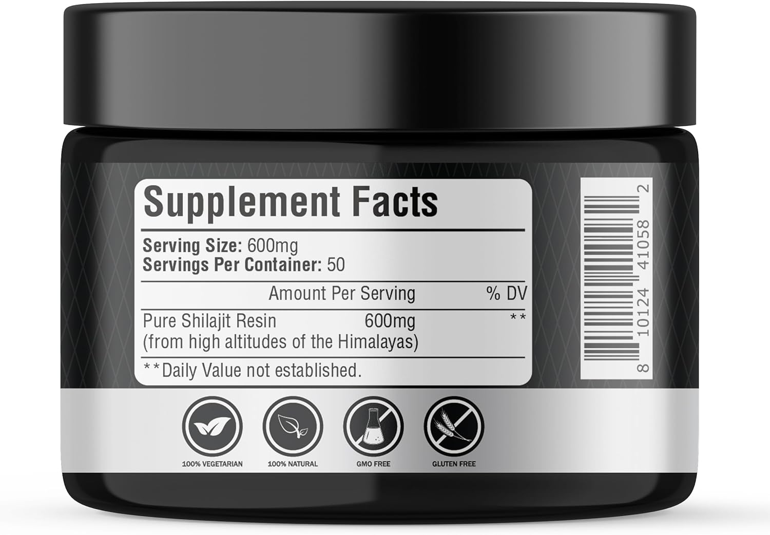 Premium Shilajit Resin Supplement with 100+ Trace Minerals - 600mg Per Serving, Fulvic & Humic Acids for Brain Health, Antioxidant, Energy, Overall Wellness - 50 Servings