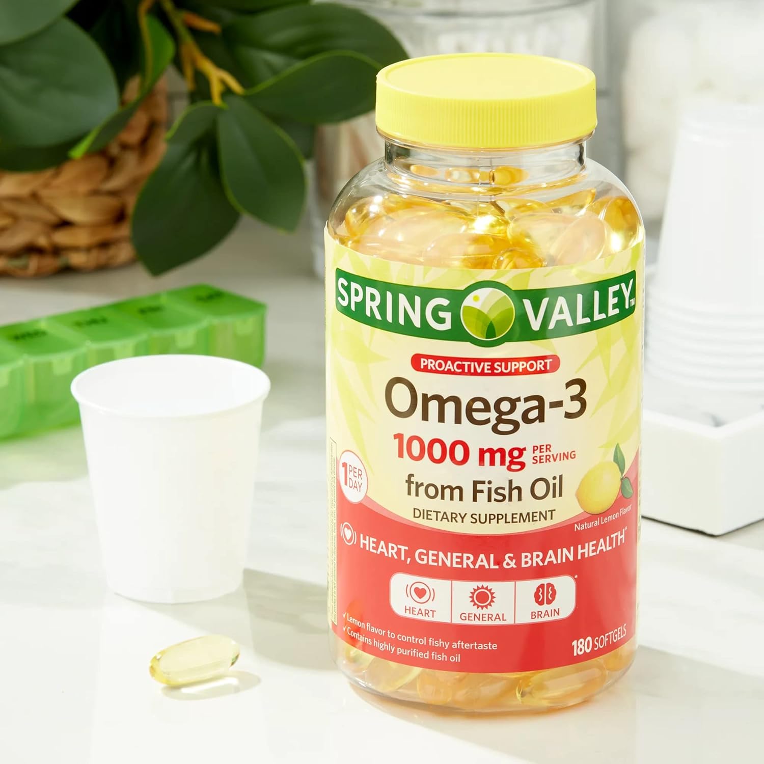 Premium Spring Valley Omega-3 Fish Oil Supplement with 1000 mg 180 Soft Gels - Rich in Omega-3 Fatty Acids - Includes Lual's 45 Diabetes Decoded