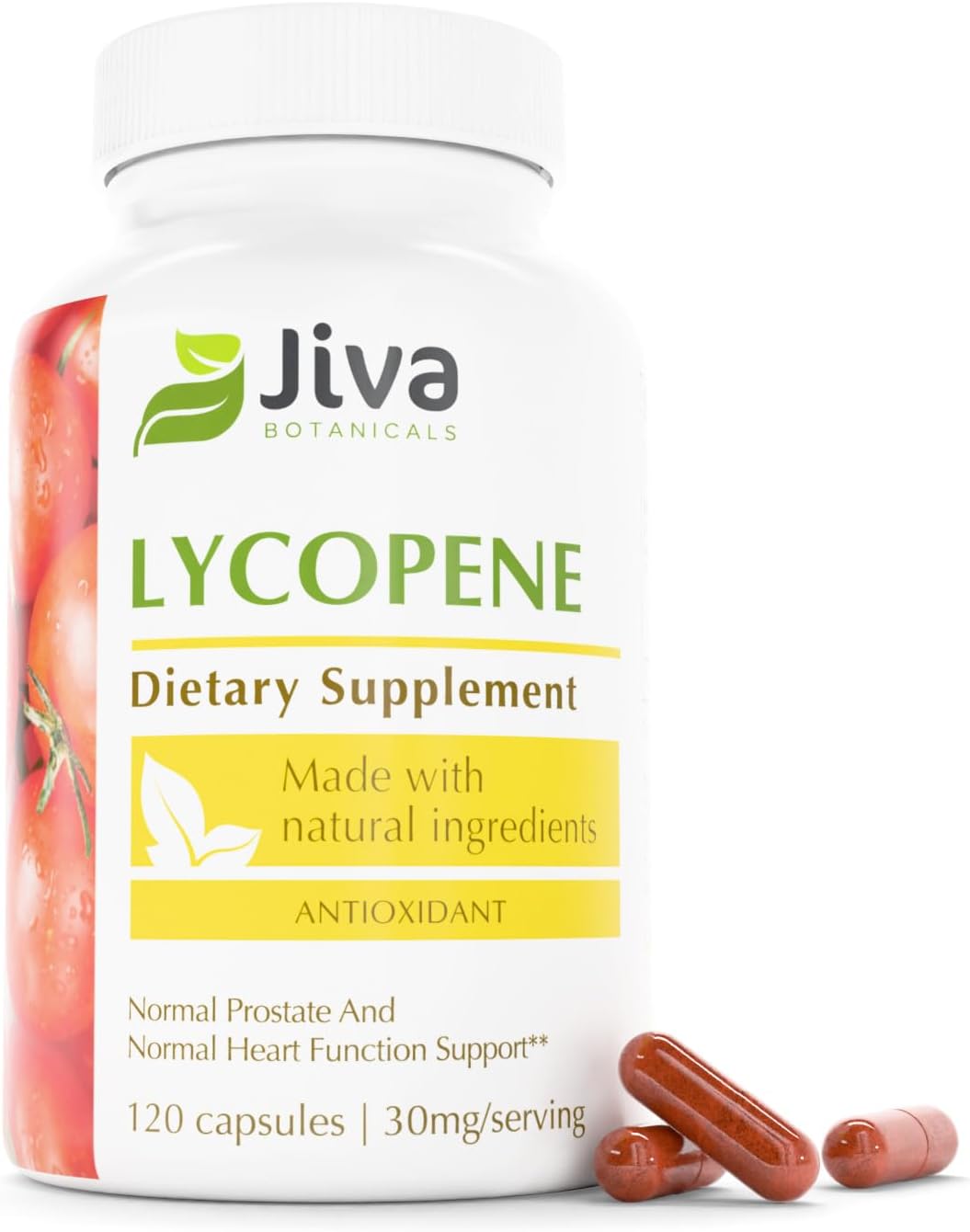 Premium Tomato Fruit Lycopene Capsules - Antioxidant Support - 120 Veggie Capsules by Jiva Botanicals