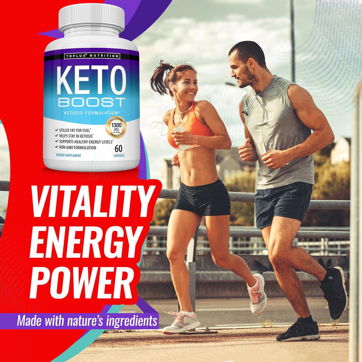 Premium Toplux Keto Boost Diet Pills for Men and Women - Natural Exogenous Ketosis Supplement with Advanced Ketones for Energy and Focus on Ketogenic Diet
