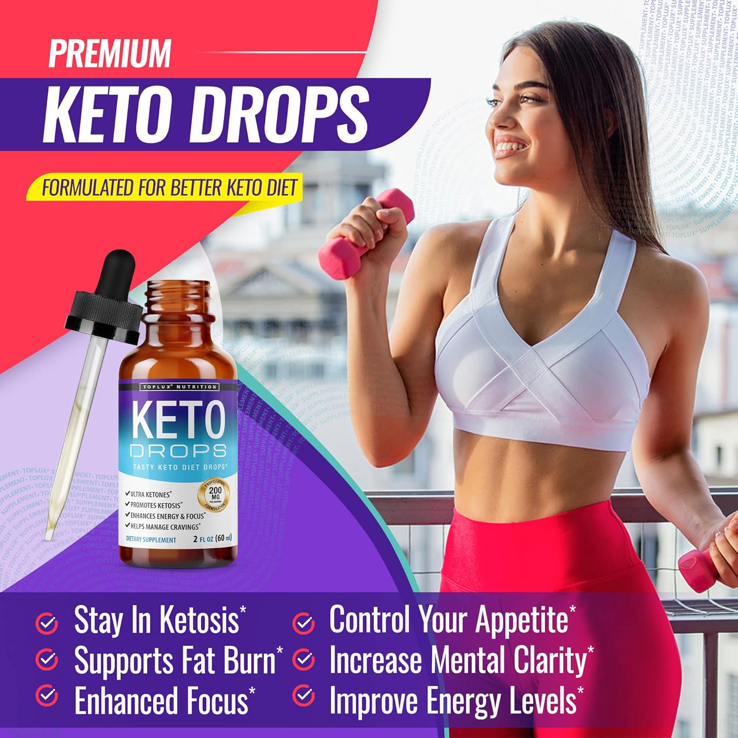Premium Toplux Keto Diet Drops for Men & Women - Advanced Ketogenic Supplement with Garcinia Cambogia for Better Absorption and Support of Ketosis