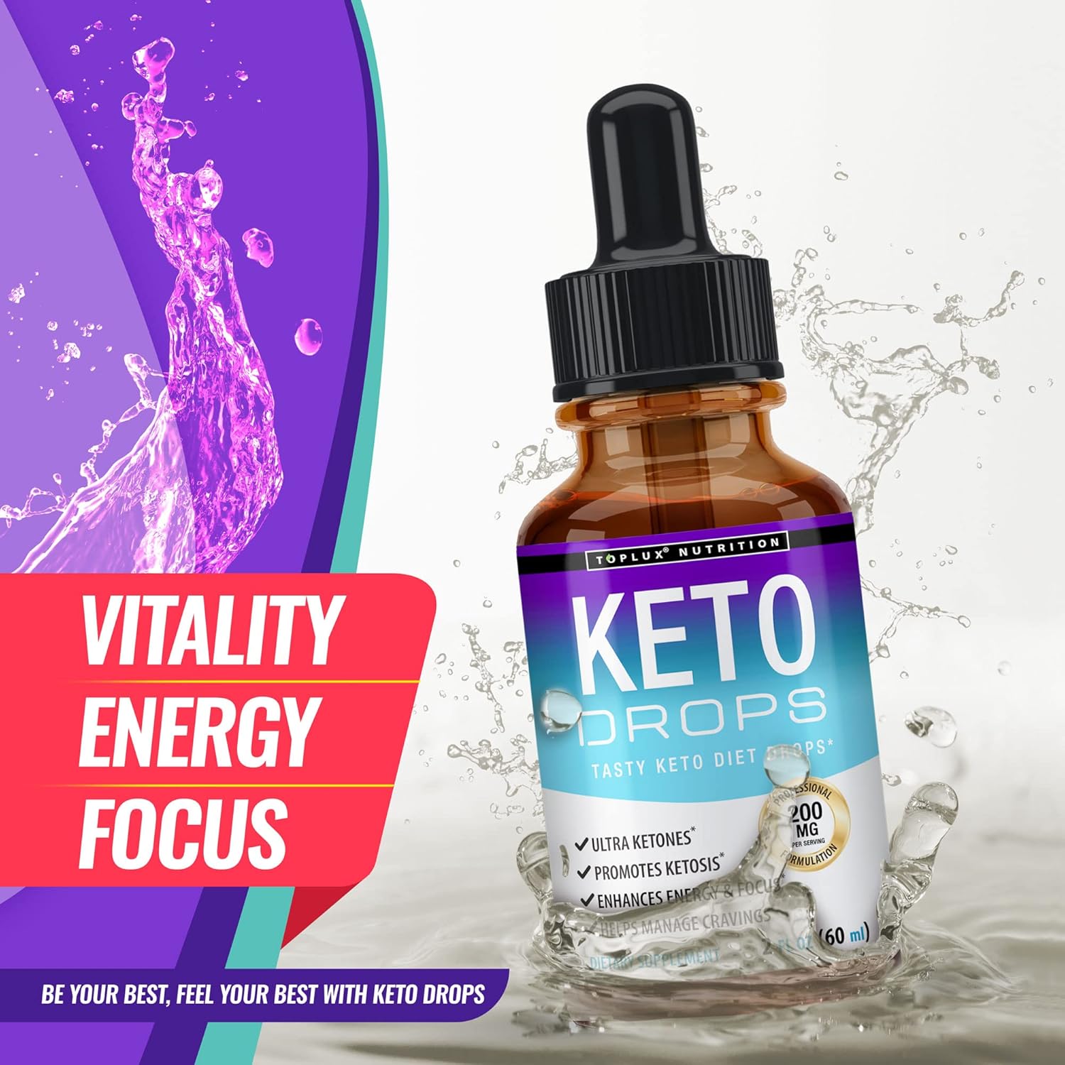 Premium Toplux Keto Diet Drops for Men & Women - Advanced Ketogenic Supplement with Garcinia Cambogia for Better Absorption and Support of Ketosis