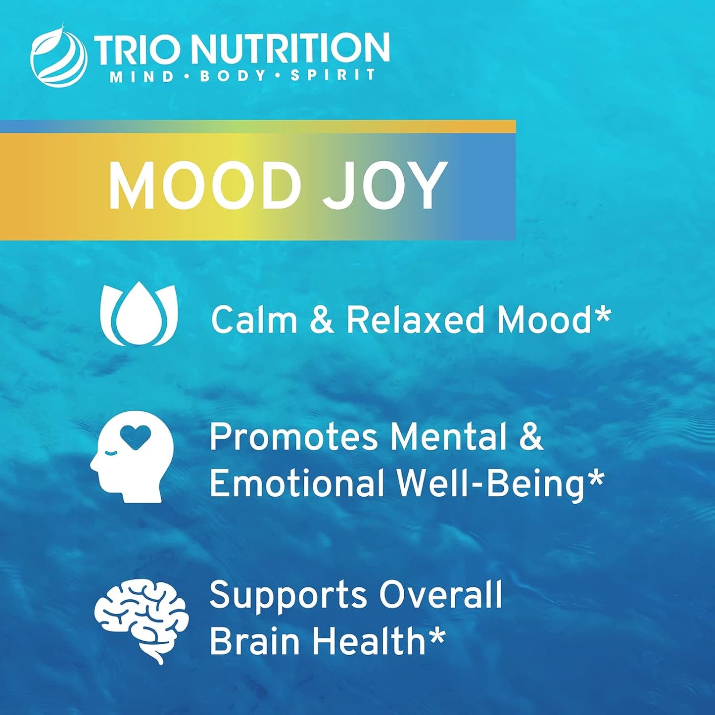 Premium Trio Mood Joy Supplement with 5-HTP, St Johns Wort, Ashwagandha & Turmeric - Promotes Natural Calm & Relaxation - 60 Day Supply