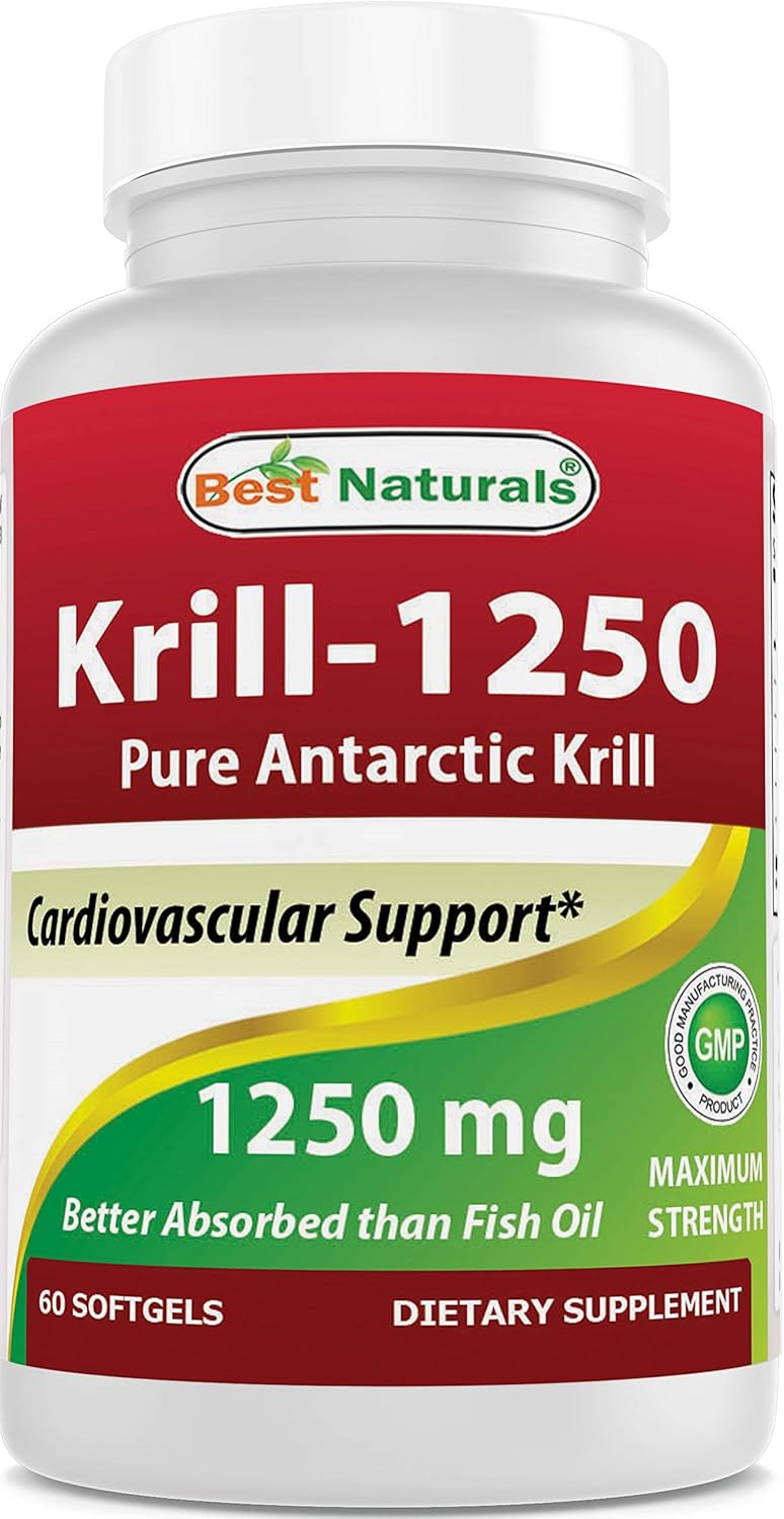 Premium Triple Strength Antarctic Krill Oil with Omega-3s EPA, DHA, and Astaxanthin - 60 Softgels