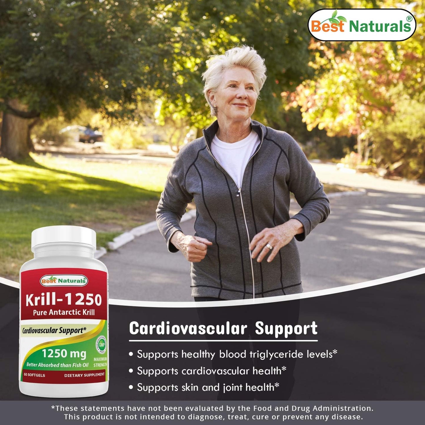 Premium Triple Strength Antarctic Krill Oil with Omega-3s EPA, DHA, and Astaxanthin - 60 Softgels