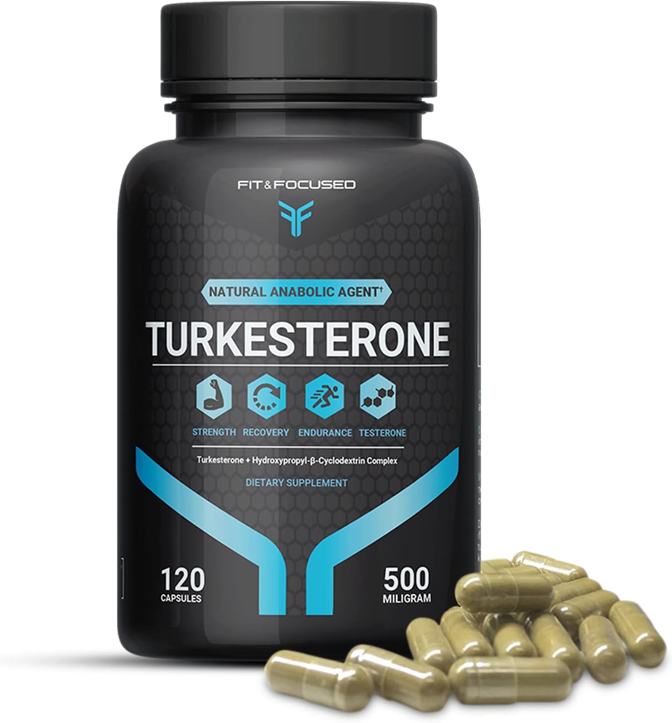 Premium Turkesterone Supplement for Fitness and Focus - 500mg, 120 Capsules - High-Quality Ajuga Turkestanica Extract - Boosts Performance and Stamina