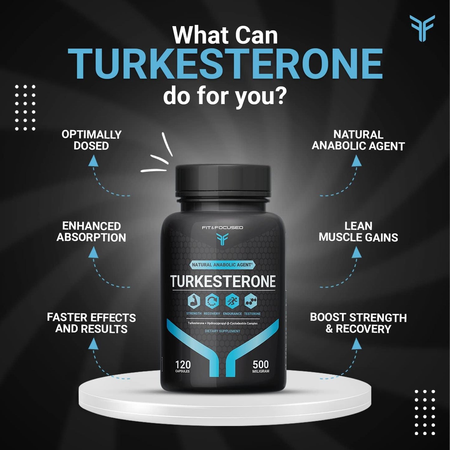 Premium Turkesterone Supplement for Fitness and Focus - 500mg, 120 Capsules - High-Quality Ajuga Turkestanica Extract - Boosts Performance and Stamina