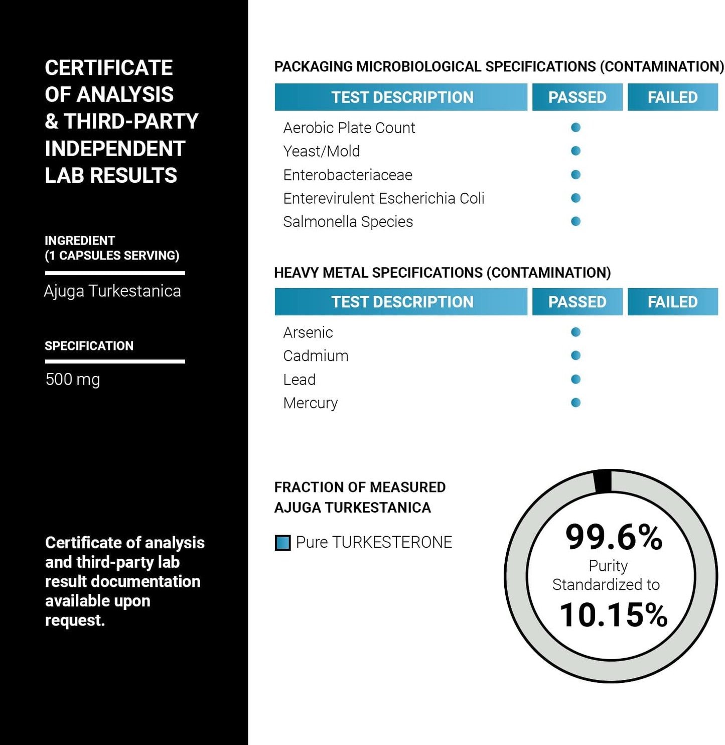 Premium Turkesterone Supplement for Fitness and Focus - 500mg, 120 Capsules - High-Quality Ajuga Turkestanica Extract - Boosts Performance and Stamina