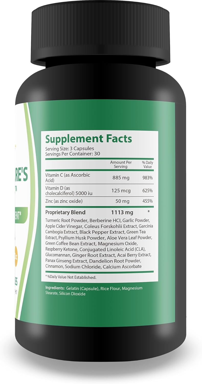 Premium Turmeric CDZ & Vitamin D Zinc Supplement for True You Health - Turmeric Pills with Vitamin C - Natures Leaf CDZ & Turmeric Formula