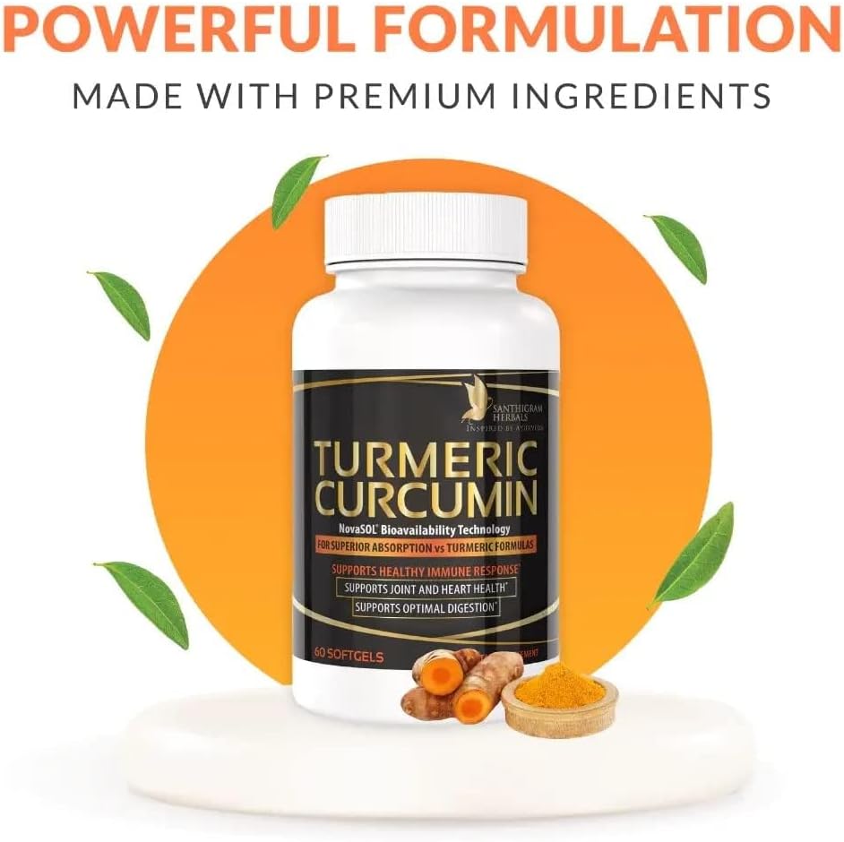 Premium Turmeric Curcumin NovaSOL Supplements with Advanced Nanotechnology for Joint Mobility, Immunity, Digestive Health - 1000mg