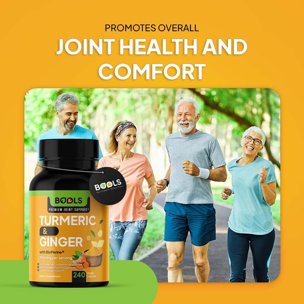 Premium Turmeric Curcumin Supplement with BioPerine, Ginger & Black Pepper - 1950mg for Joint Support - Non-GMO, Vegan Formula - 240 Capsules