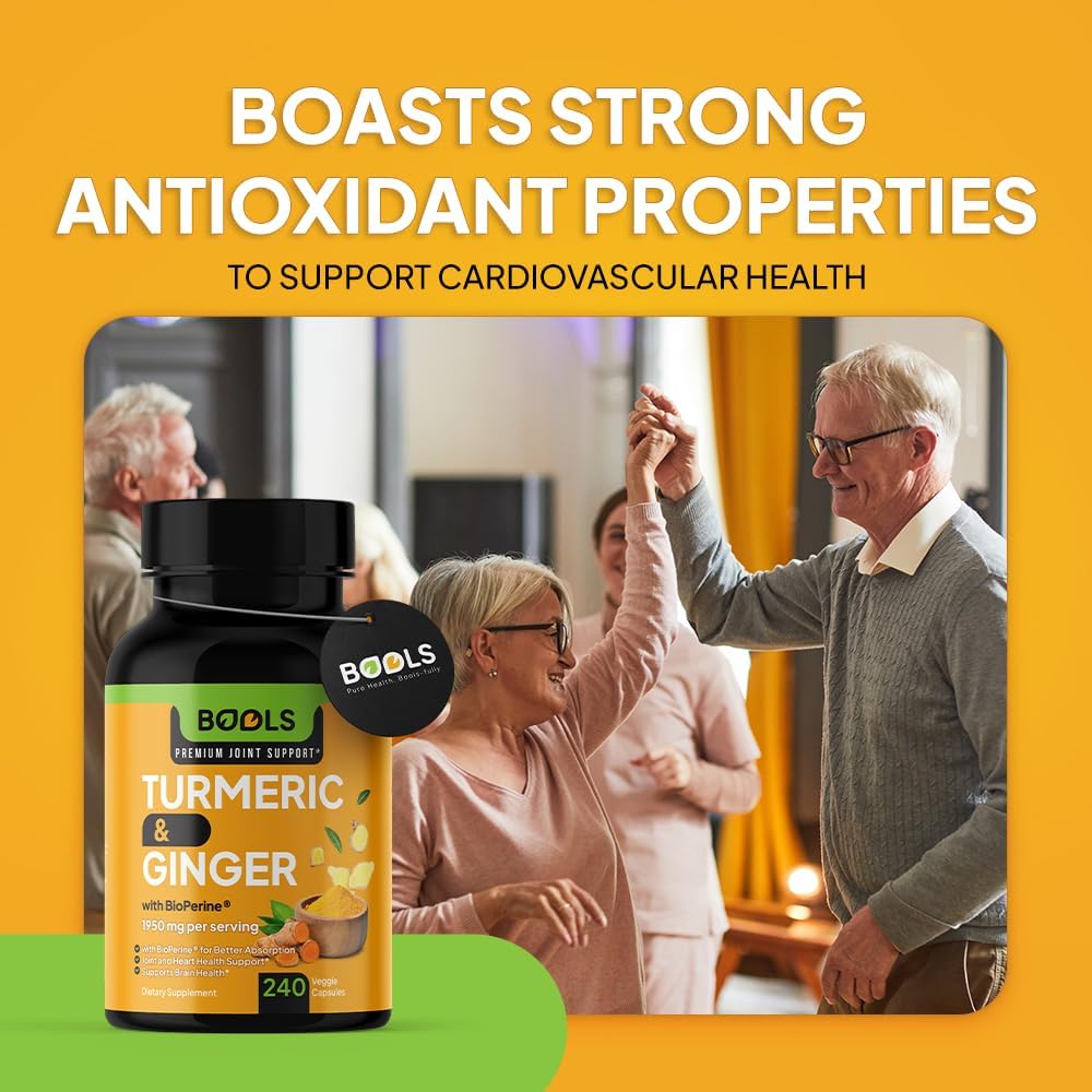 Premium Turmeric Curcumin Supplement with BioPerine, Ginger & Black Pepper - 1950mg for Joint Support - Non-GMO, Vegan Formula - 240 Capsules