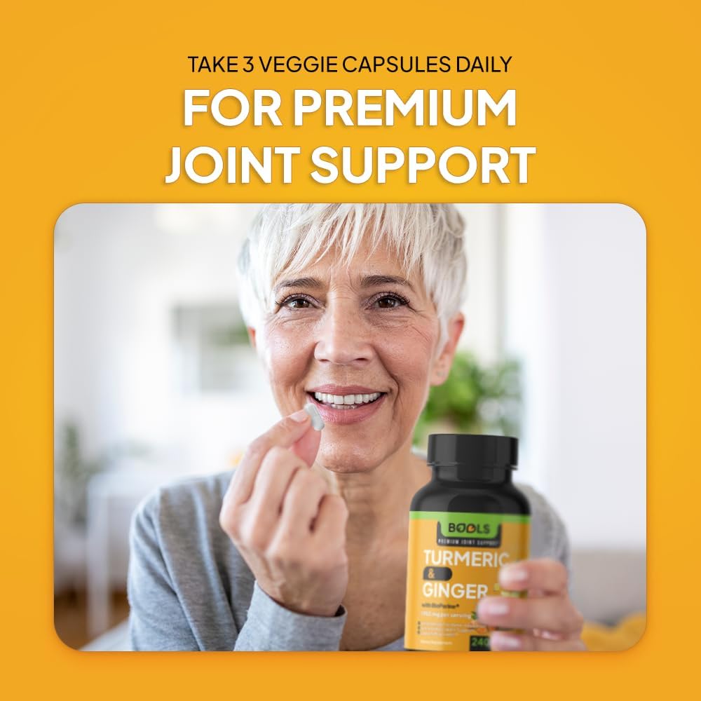 Premium Turmeric Curcumin Supplement with BioPerine, Ginger & Black Pepper - 1950mg for Joint Support - Non-GMO, Vegan Formula - 240 Capsules