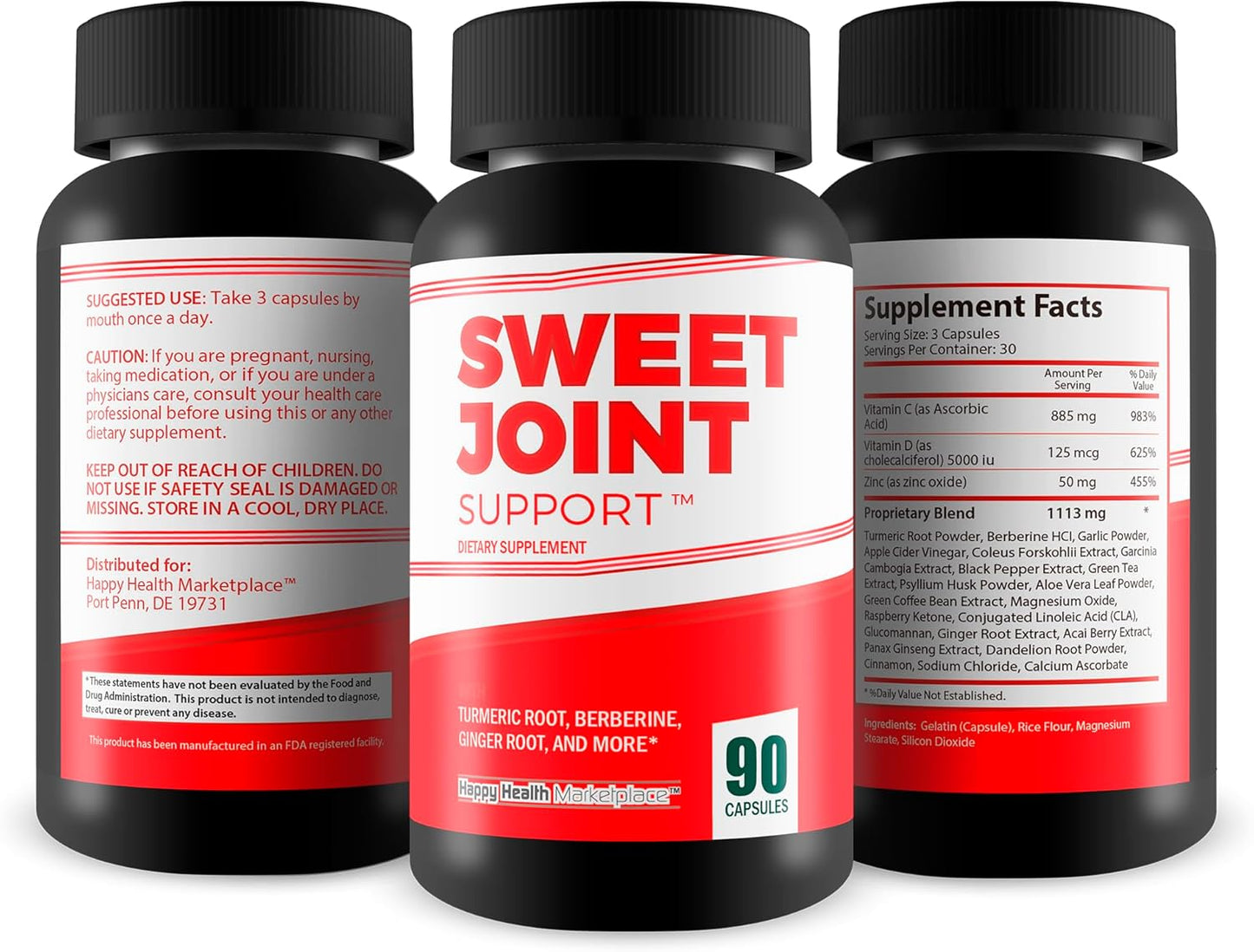 Premium Turmeric Joint Support Supplement for Women & Men – Natural Relief for Knee Joints – Happy Health Marketplace Joint Pills