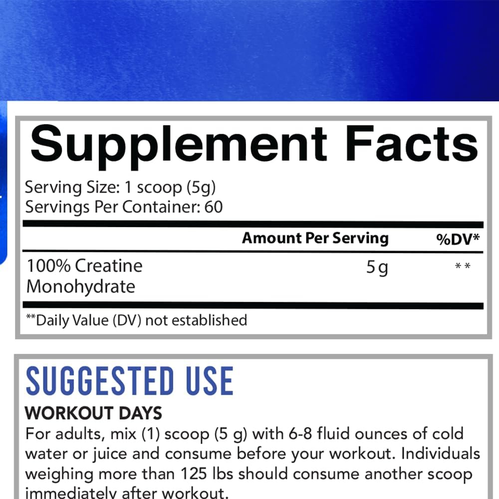 Premium Unflavored Creatine Monohydrate Powder - Pure Muscle Fuel for Strength and Endurance (300g, 60 Servings)
