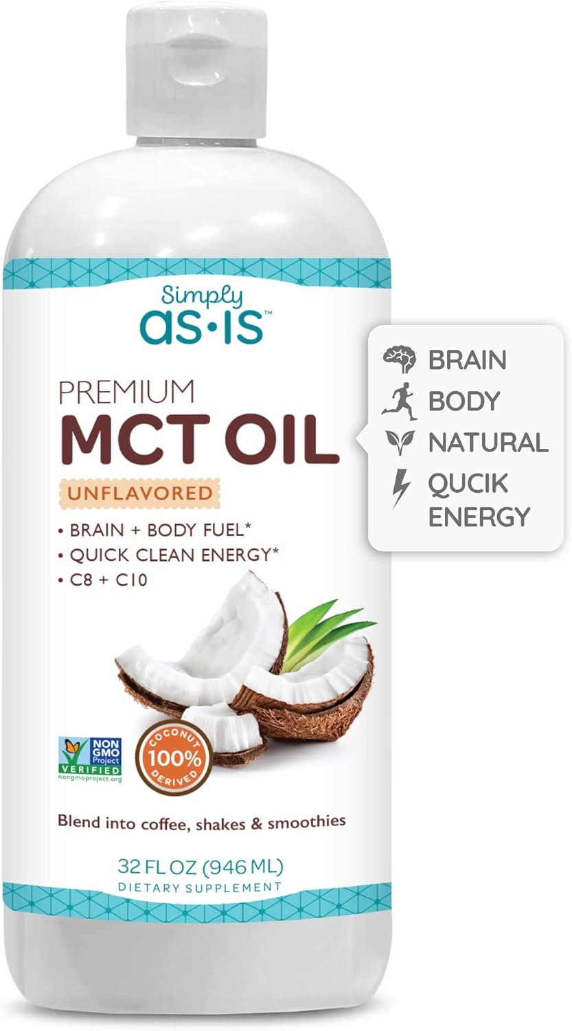 Premium Unflavored MCT Oil C8 & C10 from Non-GMO Coconuts - Ideal for Morning Coffee - Quick, Clean Energy - 32 fl oz (63 Servings)