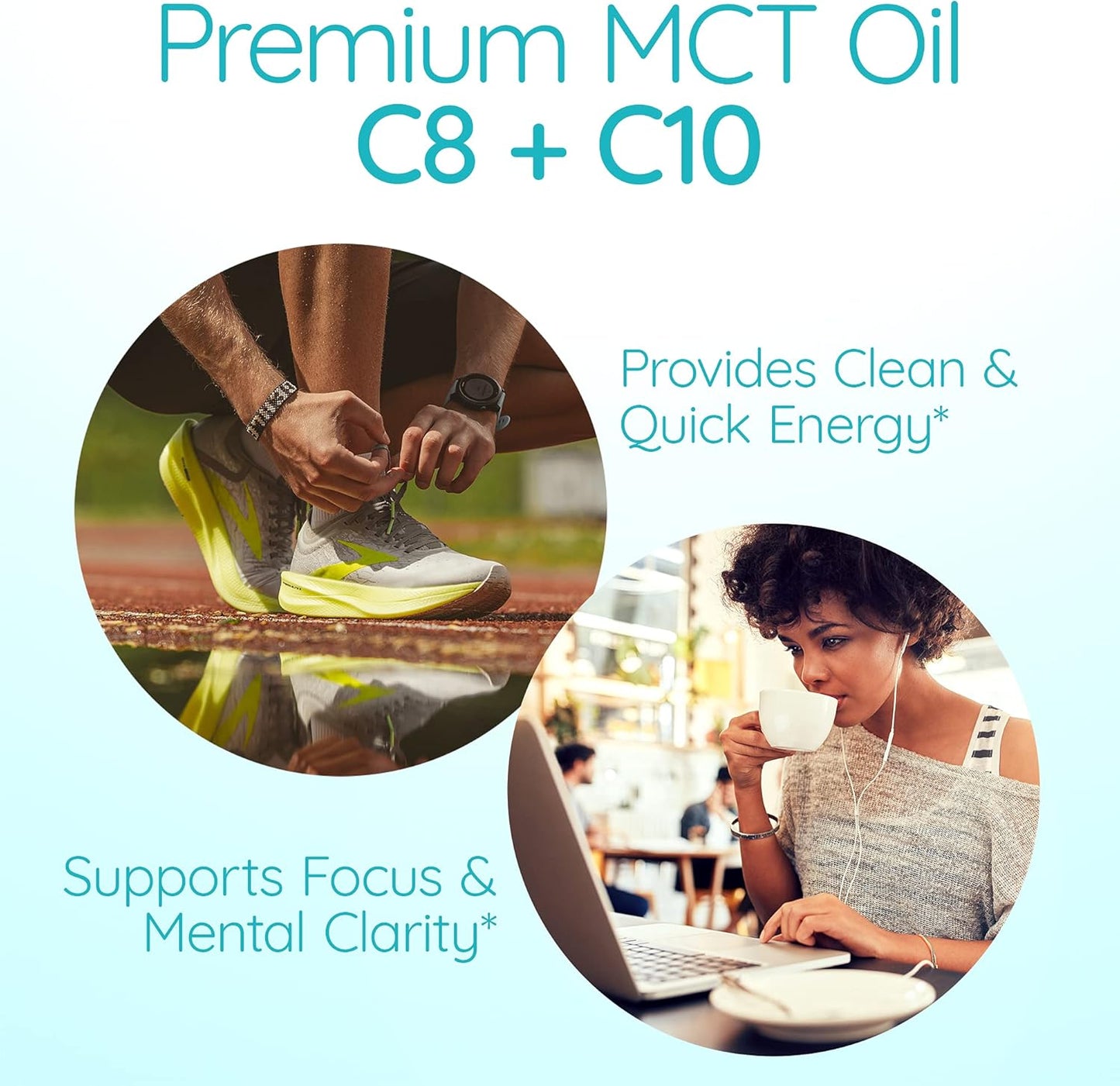 Premium Unflavored MCT Oil C8 & C10 from Non-GMO Coconuts - Ideal for Morning Coffee - Quick, Clean Energy - 32 fl oz (63 Servings)