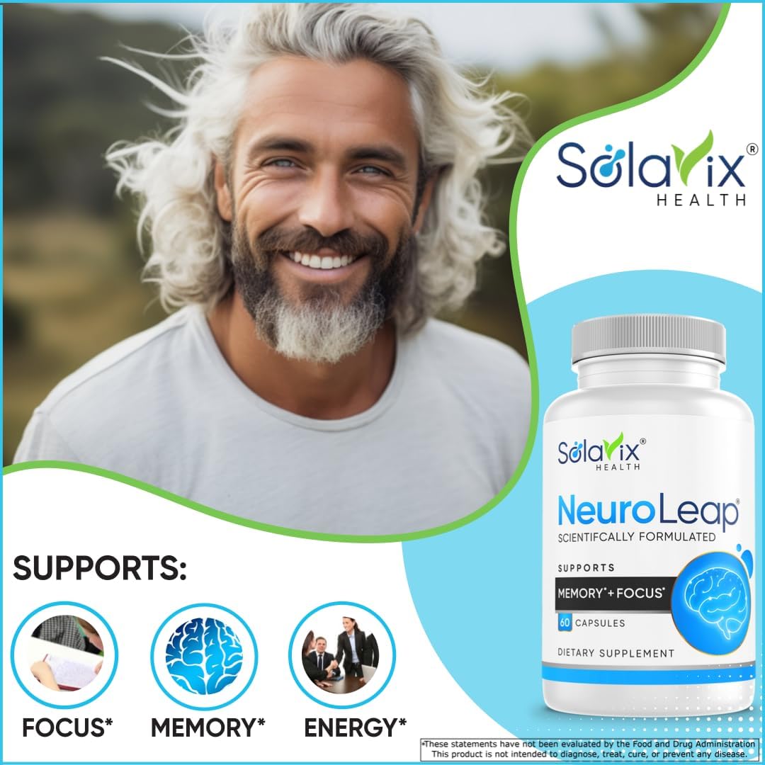 Premium US-Made NeuroLeap Nootropic Supplement for Brain Health | Enhances Memory, Focus, Clarity, Energy | Easy-to-Swallow Capsules with Bacopa Monnieri, Lion's Mane, Rhodiola Rosea, Ginkgo, Ginseng | 60 Count