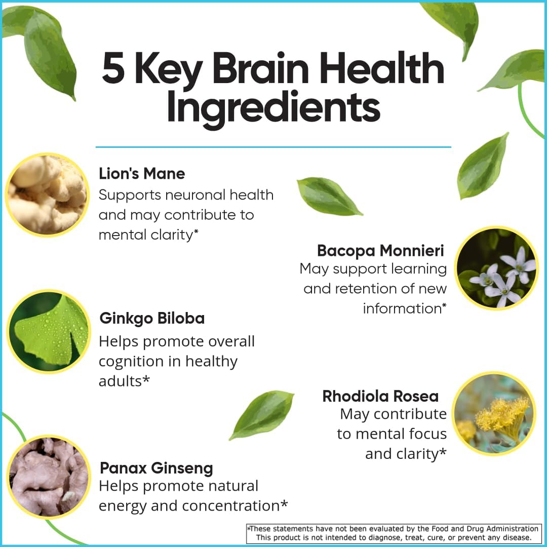 Premium US-Made NeuroLeap Nootropic Supplement for Brain Health | Enhances Memory, Focus, Clarity, Energy | Easy-to-Swallow Capsules with Bacopa Monnieri, Lion's Mane, Rhodiola Rosea, Ginkgo, Ginseng | 60 Count