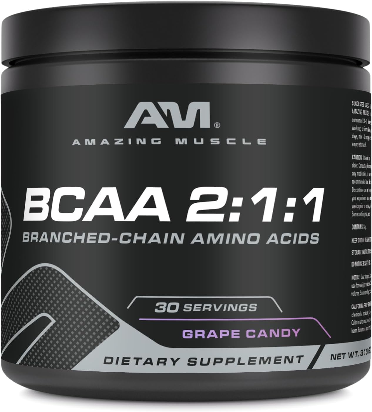 Premium USA-Made BCAA 2:1:1 Powder, 315g - Grape Candy Flavor, 30 Servings - Natural Branched Chain Amino Acids Supplement
