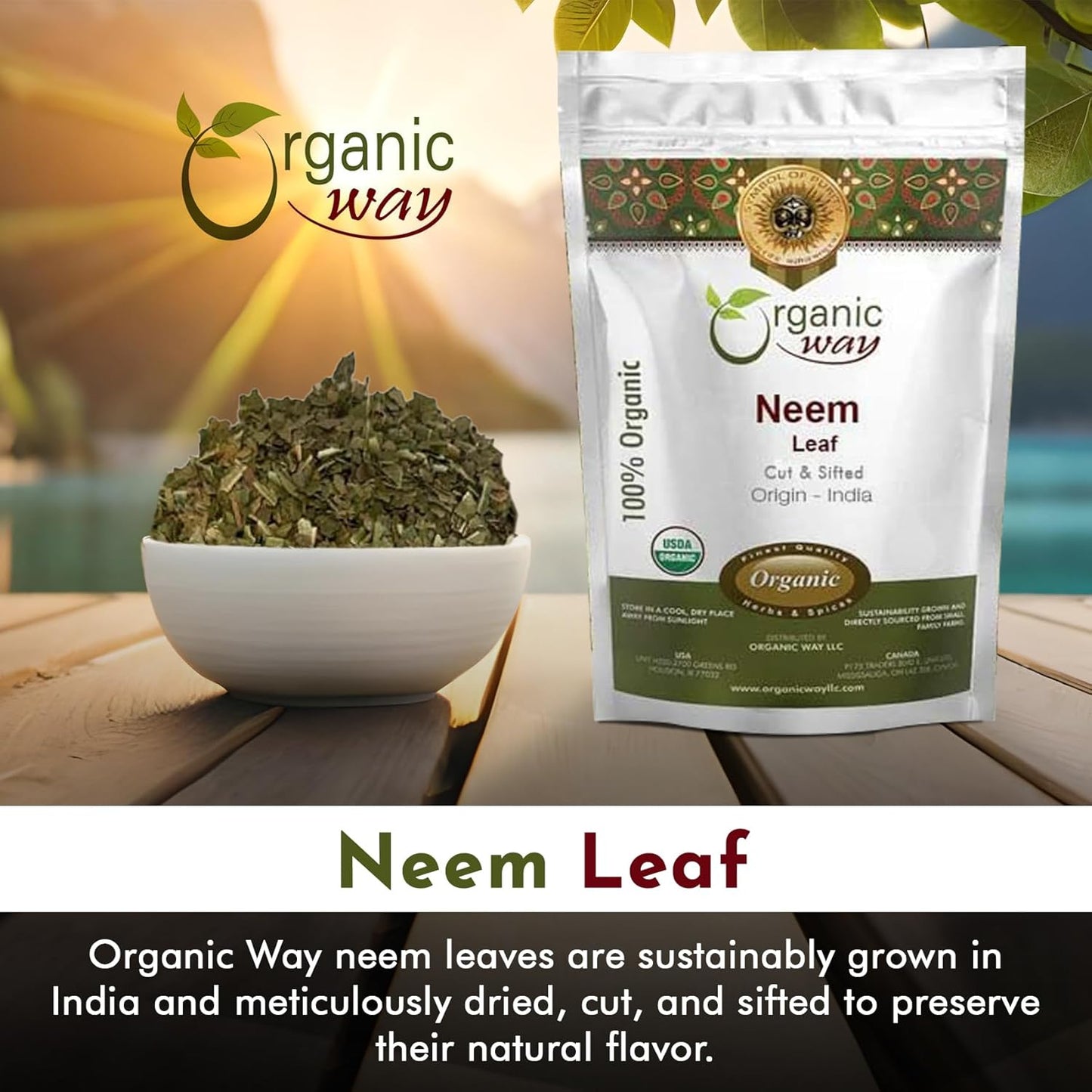 Premium USDA Certified Organic Neem Leaf Cut and Sifted Herbal Tea from India - Non GMO & Gluten Free (8 oz)