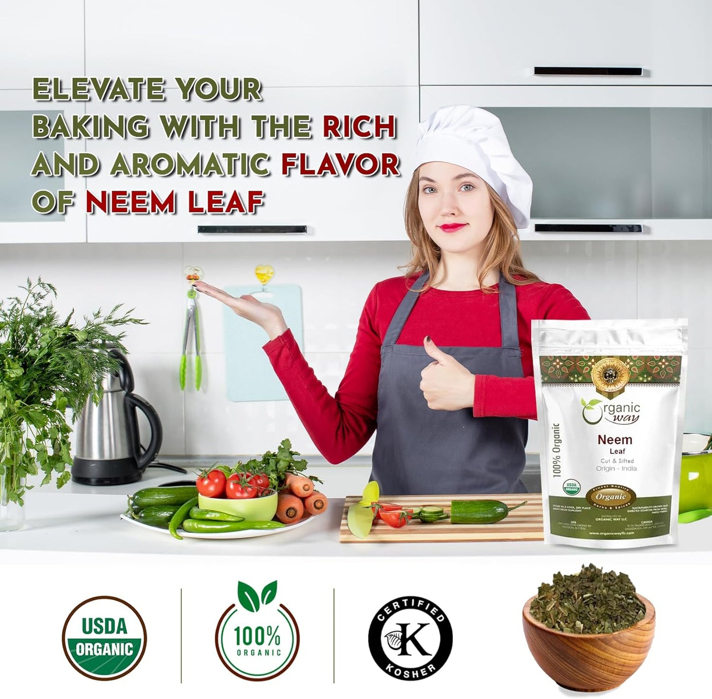 Premium USDA Certified Organic Neem Leaf Cut and Sifted Herbal Tea from India - Non GMO & Gluten Free (8 oz)