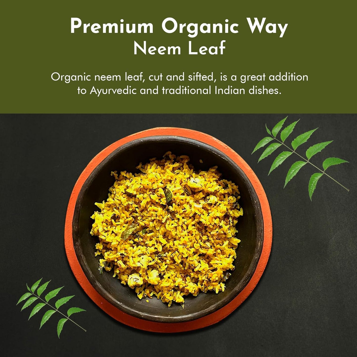 Premium USDA Certified Organic Neem Leaf Cut and Sifted Herbal Tea from India - Non GMO & Gluten Free (8 oz)